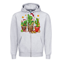 Heather Grey Christmas cactus Zipper Hoodie - Zillion Design Studio
