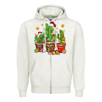 Oatmeal Heather Christmas cactus Zipper Hoodie - Zillion Design Studio
