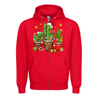 Red Christmas cactus Zipper Hoodie - Zillion Design Studio