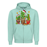 Seafoam Christmas cactus Zipper Hoodie - Zillion Design Studio