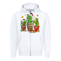 White Christmas cactus Zipper Hoodie - Zillion Design Studio
