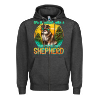 Charcoal Heather life is better with a australian shepherd Zipper Hoodie - texasbilliewilder