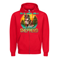 Red life is better with a australian shepherd Zipper Hoodie - texasbilliewilder