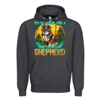 Smoke life is better with a australian shepherd Zipper Hoodie - texasbilliewilder