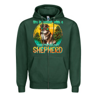 Sports Green life is better with a australian shepherd Zipper Hoodie - texasbilliewilder