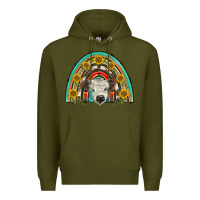 Army Green scottish white calf  rainbow Premium Hoodie - BarkalooDesign