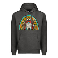 Charcoal Heather scottish white calf  rainbow Premium Hoodie - BarkalooDesign