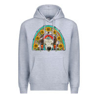 Heather Grey scottish white calf  rainbow Premium Hoodie - BarkalooDesign