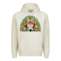 Oatmeal Heather scottish white calf  rainbow Premium Hoodie - BarkalooDesign