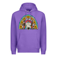 Purple scottish white calf  rainbow Premium Hoodie - BarkalooDesign