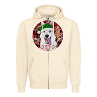 Sandshell Christmas White Shepherd With Buffalo Plaid Zipper Hoodie - RanaPortraitStore