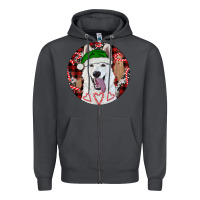 Smoke Christmas White Shepherd With Buffalo Plaid Zipper Hoodie - RanaPortraitStore