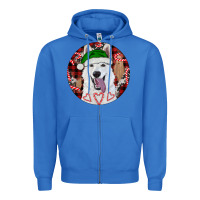 True Royal Christmas White Shepherd With Buffalo Plaid Zipper Hoodie - RanaPortraitStore