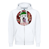 White Christmas White Shepherd With Buffalo Plaid Zipper Hoodie - RanaPortraitStore