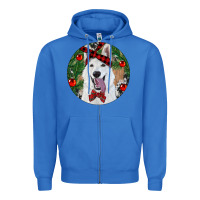 True Royal Christmas White Shepherd With Cowhide Zipper Hoodie - RanaPortraitStore