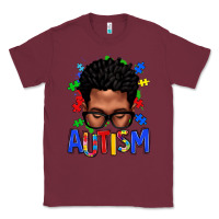 Burgundy autism afro man Classic Tee - texasbilliewilder