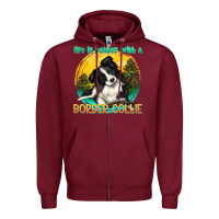 Burgundy life is better with a border collie Zipper Hoodie - texasbilliewilder