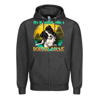 Charcoal Heather life is better with a border collie Zipper Hoodie - texasbilliewilder