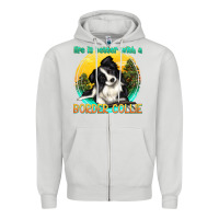 Dove Grey life is better with a border collie Zipper Hoodie - texasbilliewilder