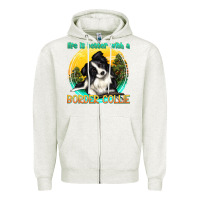 Oatmeal Heather life is better with a border collie Zipper Hoodie - texasbilliewilder