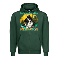 Sports Green life is better with a border collie Zipper Hoodie - texasbilliewilder