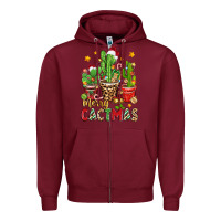 Burgundy christmas cactus merry cactmas Zipper Hoodie - Zillion Design Studio