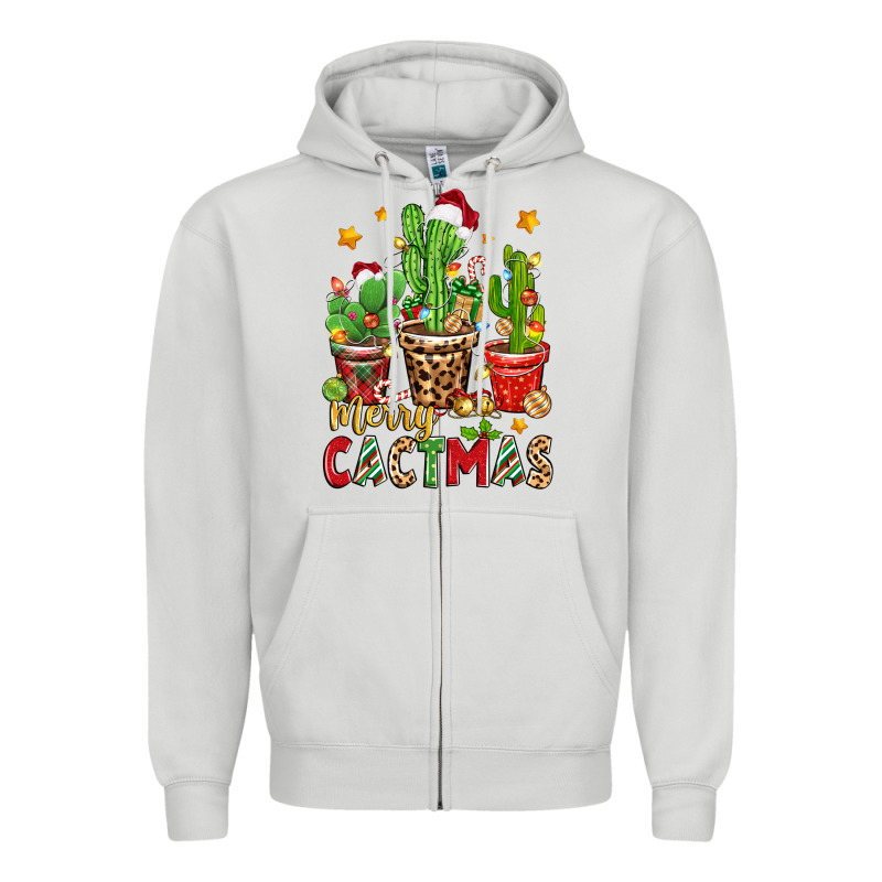 Christmas Cactus Merry Cactmas Zipper Hoodie by Zillion Design Studio | Teevron