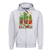 Heather Grey christmas cactus merry cactmas Zipper Hoodie - Zillion Design Studio