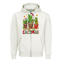 Oatmeal Heather christmas cactus merry cactmas Zipper Hoodie - Zillion Design Studio