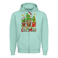 Seafoam christmas cactus merry cactmas Zipper Hoodie - Zillion Design Studio