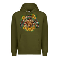 Army Green scottish calf sunflowers rainbow Premium Hoodie - BarkalooDesign