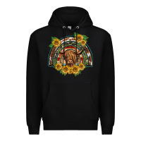 Black scottish calf sunflowers rainbow Premium Hoodie - BarkalooDesign