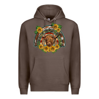 Coffee scottish calf sunflowers rainbow Premium Hoodie - BarkalooDesign