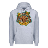 Heather Grey scottish calf sunflowers rainbow Premium Hoodie - BarkalooDesign