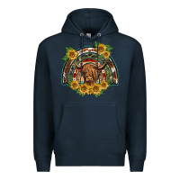 Navy scottish calf sunflowers rainbow Premium Hoodie - BarkalooDesign