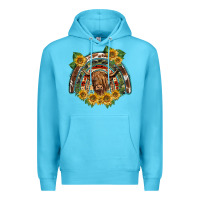Ocean Blue scottish calf sunflowers rainbow Premium Hoodie - BarkalooDesign