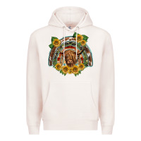 Pale Pink scottish calf sunflowers rainbow Premium Hoodie - BarkalooDesign