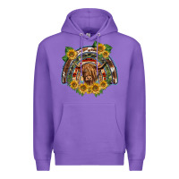 Purple scottish calf sunflowers rainbow Premium Hoodie - BarkalooDesign
