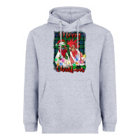 Heather Grey christmas roosters with background Heavyweight Hoodie - RanaPortraitStore
