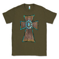Army Green Wood Turquoise Gemstone Cross Classic Tee - RanaPortraitStore