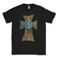 Black Wood Turquoise Gemstone Cross Classic Tee - RanaPortraitStore
