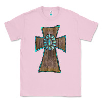 Bubblegum Pink Wood Turquoise Gemstone Cross Classic Tee - RanaPortraitStore