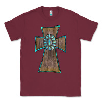 Burgundy Wood Turquoise Gemstone Cross Classic Tee - RanaPortraitStore