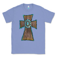 Colony Blue Wood Turquoise Gemstone Cross Classic Tee - RanaPortraitStore
