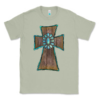 Matcha Wood Turquoise Gemstone Cross Classic Tee - RanaPortraitStore