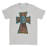 Moon Dust Wood Turquoise Gemstone Cross Classic Tee - RanaPortraitStore