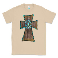 Mushroom Wood Turquoise Gemstone Cross Classic Tee - RanaPortraitStore