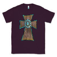 Plum Wood Turquoise Gemstone Cross Classic Tee - RanaPortraitStore
