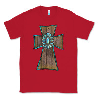 Red Wood Turquoise Gemstone Cross Classic Tee - RanaPortraitStore
