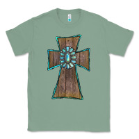 Sage Wood Turquoise Gemstone Cross Classic Tee - RanaPortraitStore